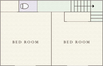 貸別荘の二階部分には寝室を2部屋完備